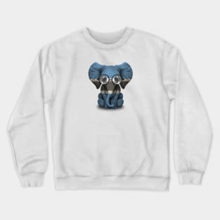 Baby Elephant with Glasses and Botswana Flag Crewneck Sweatshirt